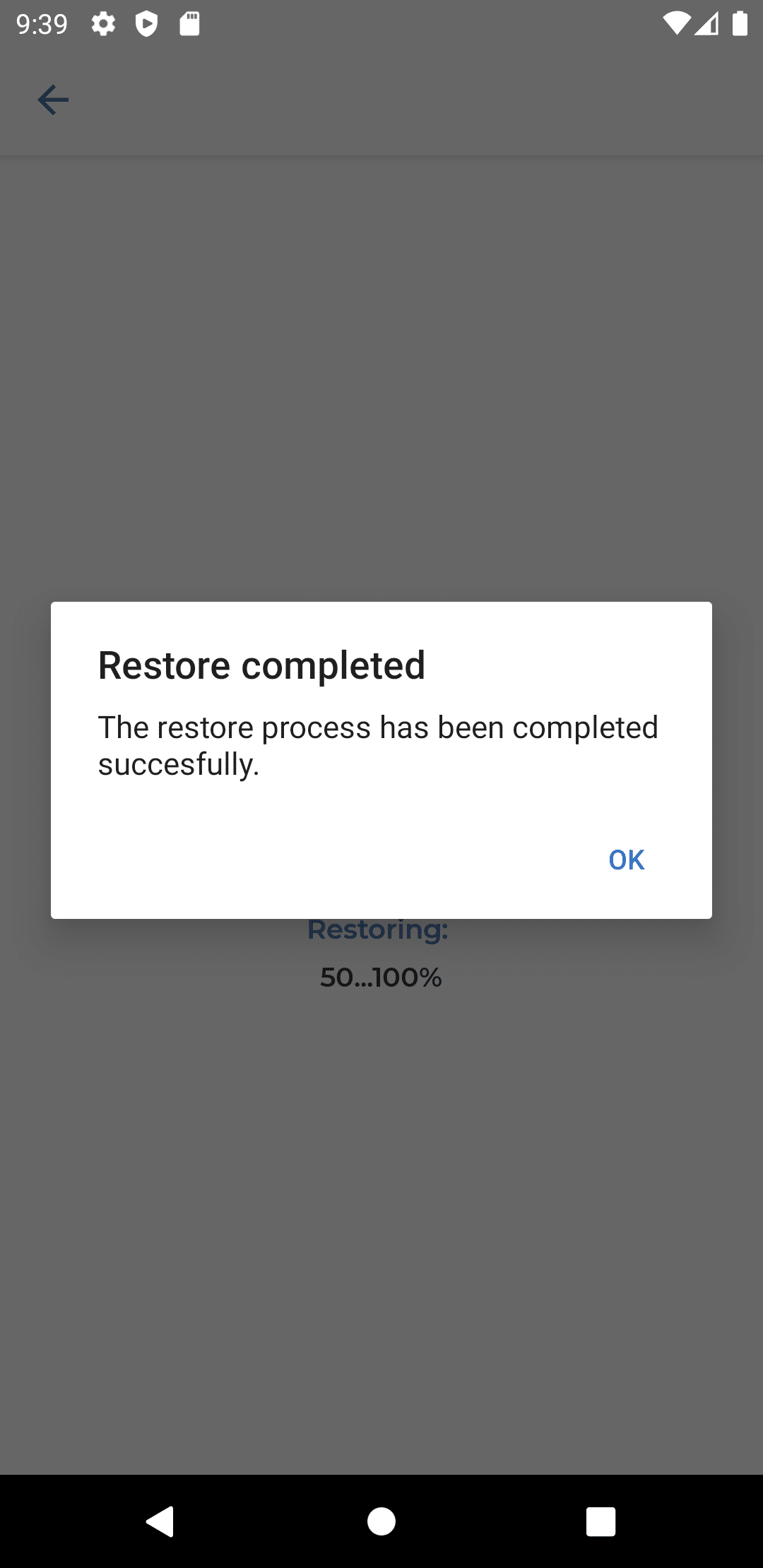 Datenwiederherstellung abgeschlossen (Android)